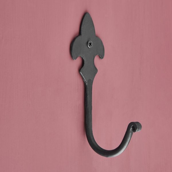 fleur de lys forged hook black waxed