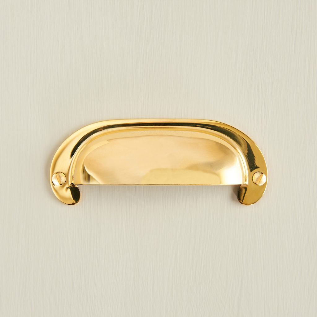 Cabinet door handles - Brass cup handle - Hooded drawer pull