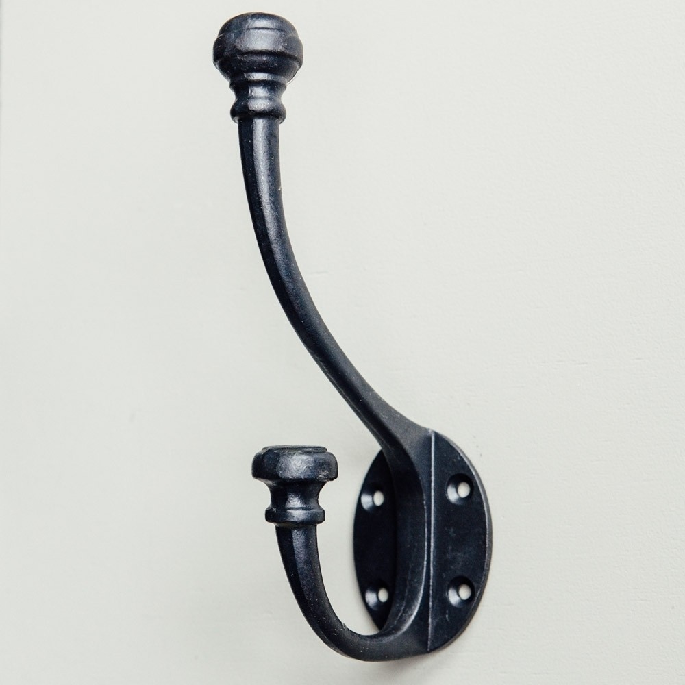Forged Large Hat and Coat Hook - Black Waxed