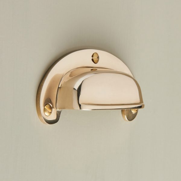 round lipped cup handle polished brass