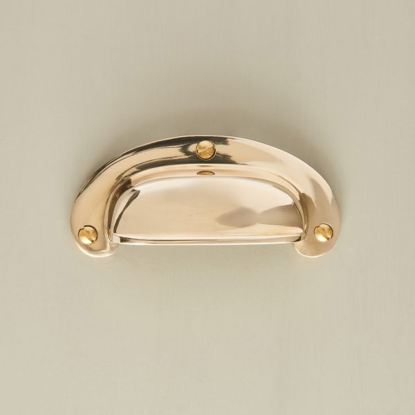 round lipped cup handle polished brass