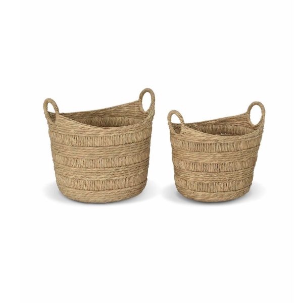 bulrush boat baskets set of 2