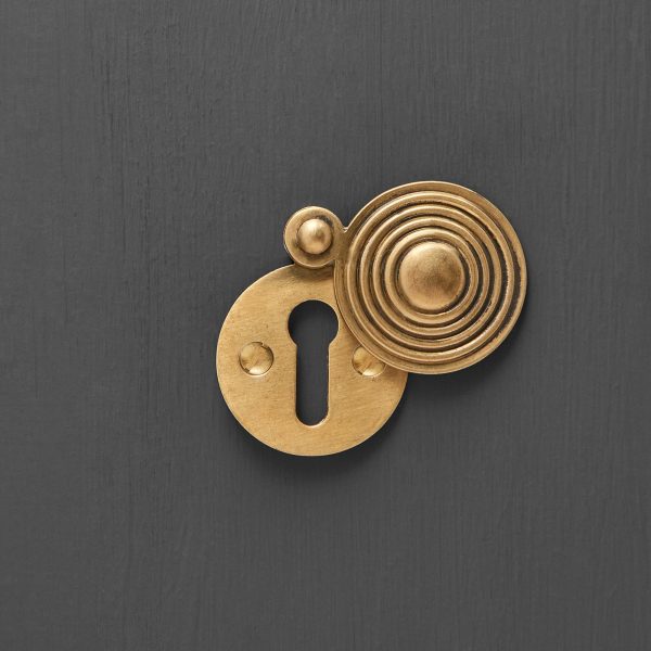 round reeded beehive escutcheon aged brass