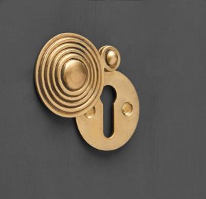 round reeded beehive escutcheon aged brass