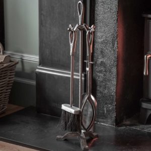 traditional fireside tool set pewter