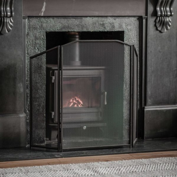 traditonal folding firescreen black