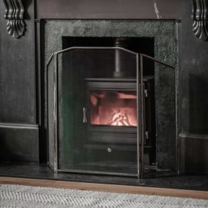 traditional folding fire screen pewter