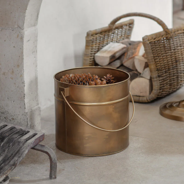 antique iron fireside bucket