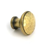 aged brass hammered cabinet knob medium