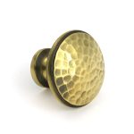 aged brass hammered cabinet knob large