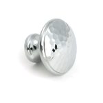 polished chrome hammered cabinet knob large