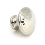 polished nickel hammered cabinet knob large