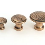 polished bronze hammered cabinet knob small