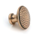 polished bronze hammered cabinet knob large