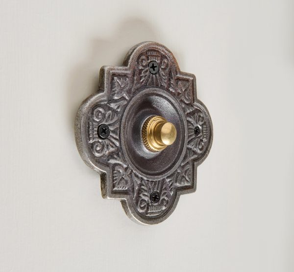 quatrefoil bell push antique iron